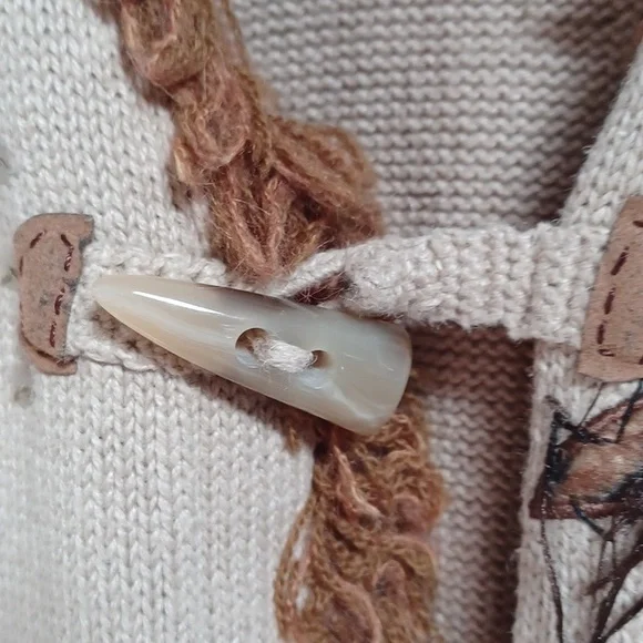 Safari Knit Faux Fur Animal Print Spots Stripes Sequins & Fringe Long Sweater - Picture 7 of 10